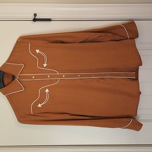 Vintage H Bar C Black Label San Juan Tencel M Texas Orange Perl Snap